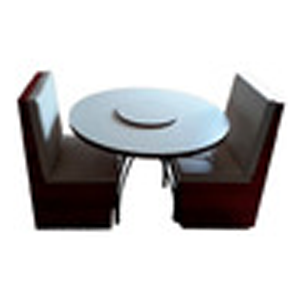 Rotative Table Dual Chair Beige Wood Collection